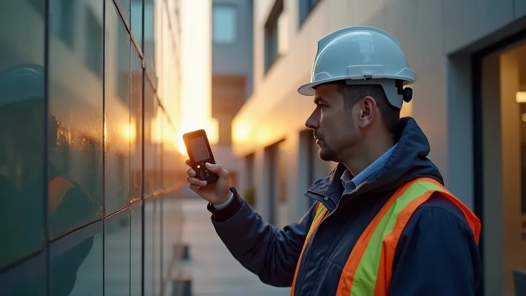 مهندس فحص عقارات يستخدم أجهزة فحص حديثة